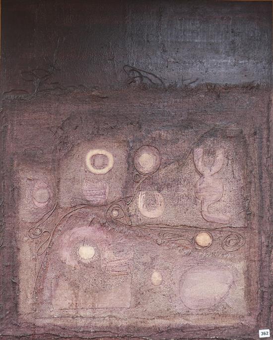 Terry Durham 1966 acrylic painting Childs Dark Gardens 101 x 81cm.